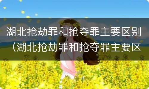 湖北抢劫罪和抢夺罪主要区别（湖北抢劫罪和抢夺罪主要区别是什么）