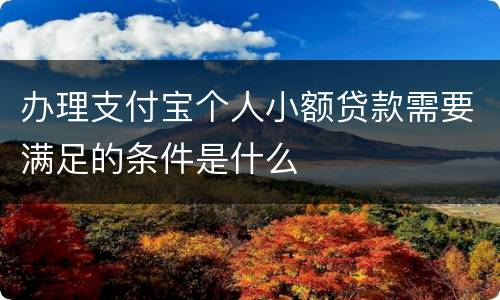 办理支付宝个人小额贷款需要满足的条件是什么