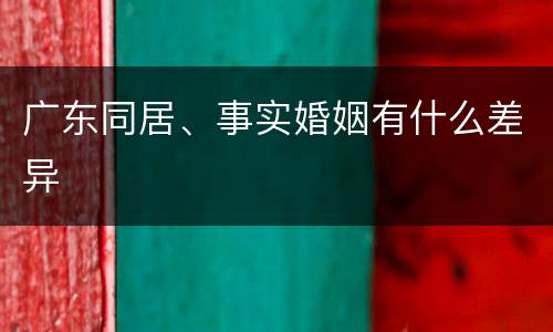 广东同居、事实婚姻有什么差异