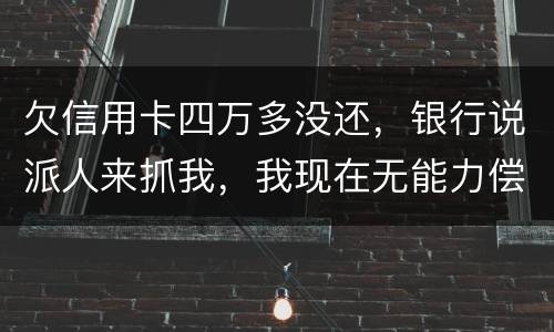 欠信用卡四万多没还，银行说派人来抓我，我现在无能力偿还，会怎么判刑呢