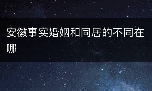 安徽事实婚姻和同居的不同在哪