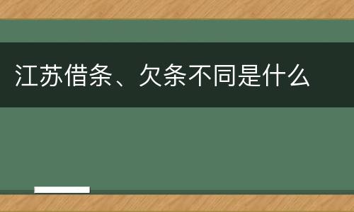 江苏借条、欠条不同是什么