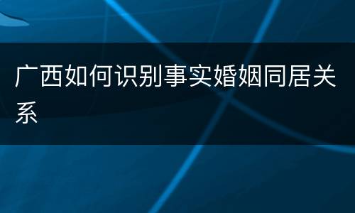 广西如何识别事实婚姻同居关系