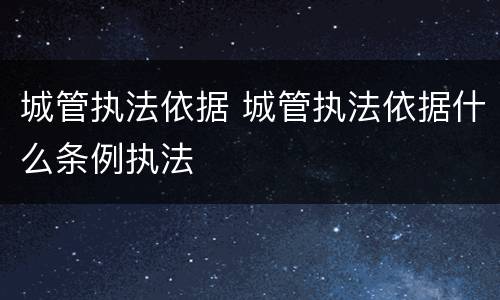 城管执法依据 城管执法依据什么条例执法