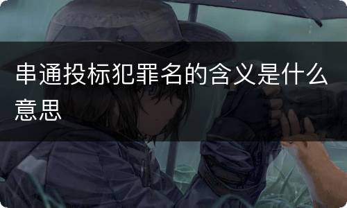 串通投标犯罪名的含义是什么意思