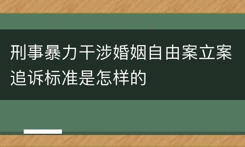 刑事暴力干涉婚姻自由案立案追诉标准是怎样的
