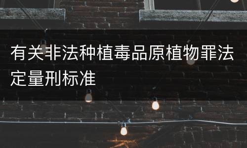 有关非法种植毒品原植物罪法定量刑标准