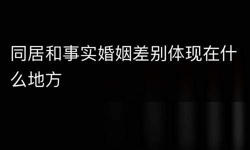 同居和事实婚姻差别体现在什么地方