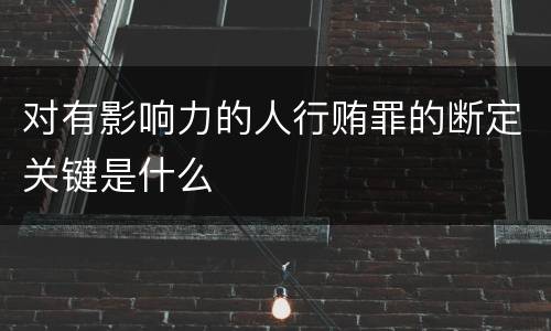对有影响力的人行贿罪的断定关键是什么
