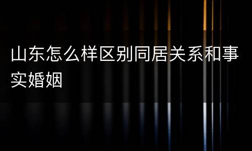 山东怎么样区别同居关系和事实婚姻