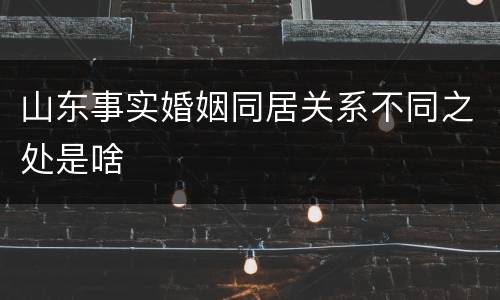 山东事实婚姻同居关系不同之处是啥