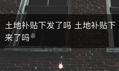 土地补贴下发了吗 土地补贴下来了吗