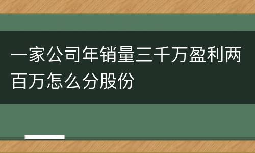 一家公司年销量三千万盈利两百万怎么分股份