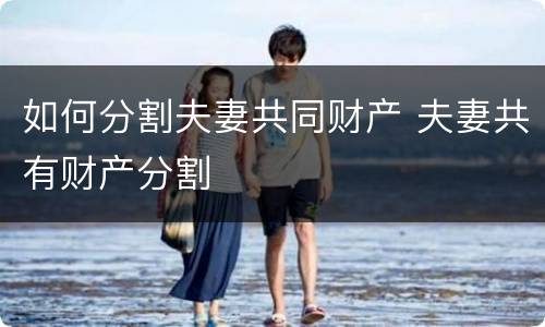 如何分割夫妻共同财产 夫妻共有财产分割
