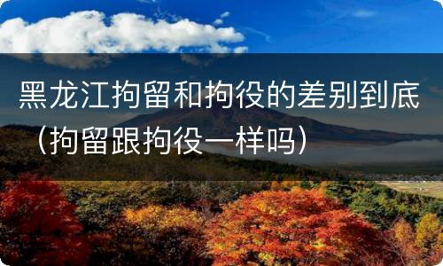 黑龙江拘留和拘役的差别到底（拘留跟拘役一样吗）