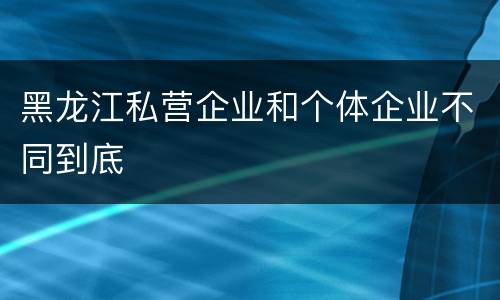黑龙江私营企业和个体企业不同到底