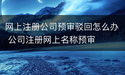 网上注册公司预审驳回怎么办 公司注册网上名称预审