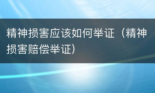 精神损害应该如何举证（精神损害赔偿举证）