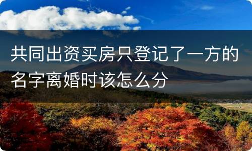 共同出资买房只登记了一方的名字离婚时该怎么分