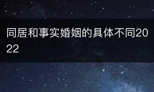 同居和事实婚姻的具体不同2022