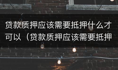 贷款质押应该需要抵押什么才可以（贷款质押应该需要抵押什么才可以执行）