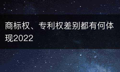 商标权、专利权差别都有何体现2022