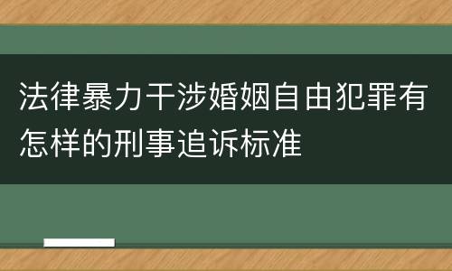 法律暴力干涉婚姻自由犯罪有怎样的刑事追诉标准