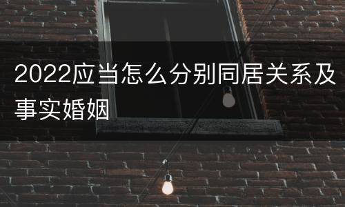 2022应当怎么分别同居关系及事实婚姻