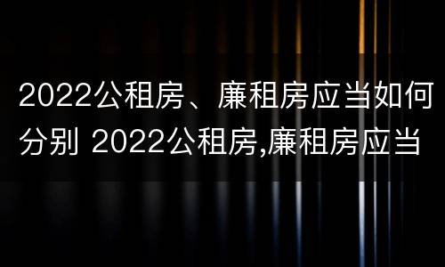 2022公租房、廉租房应当如何分别 2022公租房,廉租房应当如何分别管理