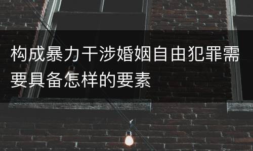 构成暴力干涉婚姻自由犯罪需要具备怎样的要素