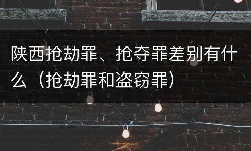 陕西抢劫罪、抢夺罪差别有什么（抢劫罪和盗窃罪）