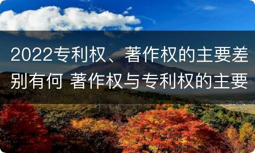 2022专利权、著作权的主要差别有何 著作权与专利权的主要区别