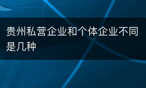 贵州私营企业和个体企业不同是几种