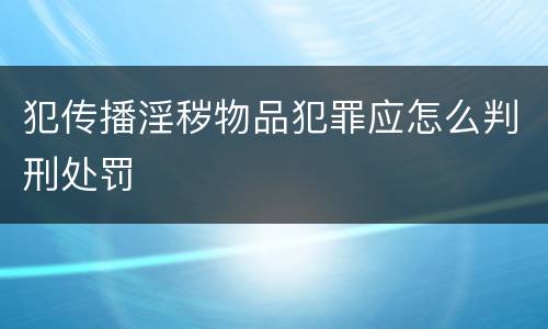 犯传播淫秽物品犯罪应怎么判刑处罚