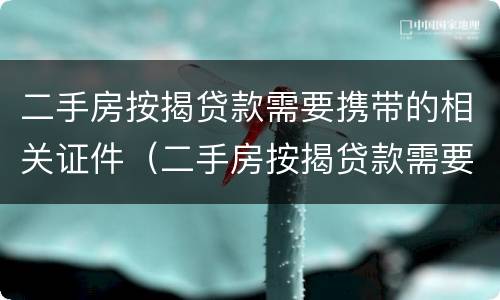 二手房按揭贷款需要携带的相关证件（二手房按揭贷款需要携带的相关证件是什么）