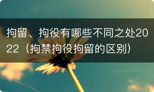 拘留、拘役有哪些不同之处2022（拘禁拘役拘留的区别）