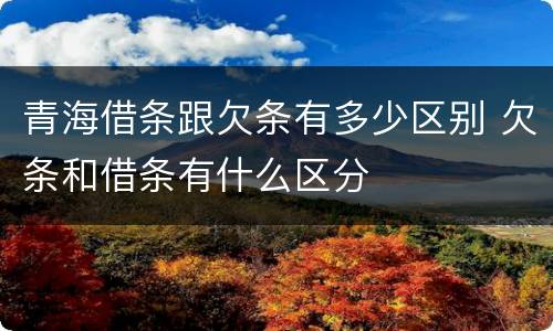 青海借条跟欠条有多少区别 欠条和借条有什么区分