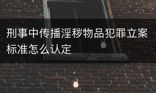刑事中传播淫秽物品犯罪立案标准怎么认定