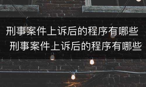 刑事案件上诉后的程序有哪些 刑事案件上诉后的程序有哪些规定