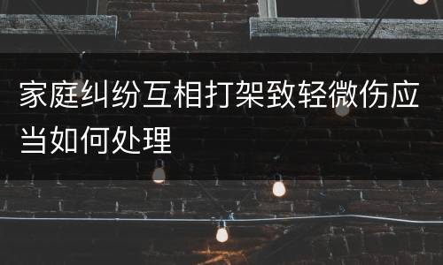 家庭纠纷互相打架致轻微伤应当如何处理
