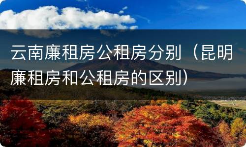 云南廉租房公租房分别（昆明廉租房和公租房的区别）