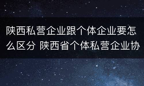 陕西私营企业跟个体企业要怎么区分 陕西省个体私营企业协会