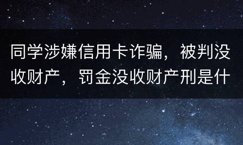 同学涉嫌信用卡诈骗，被判没收财产，罚金没收财产刑是什么