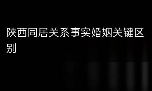 陕西同居关系事实婚姻关键区别
