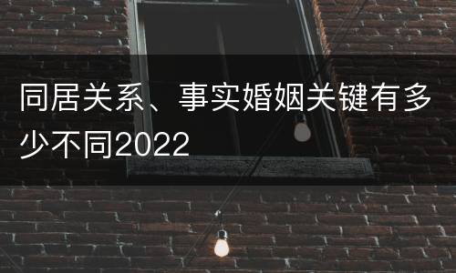同居关系、事实婚姻关键有多少不同2022