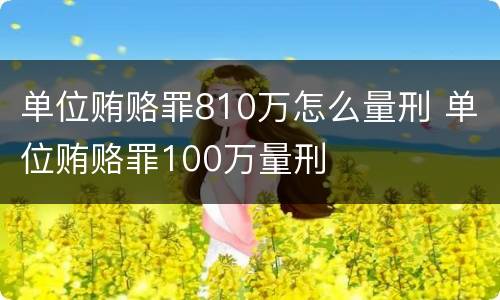 单位贿赂罪810万怎么量刑 单位贿赂罪100万量刑