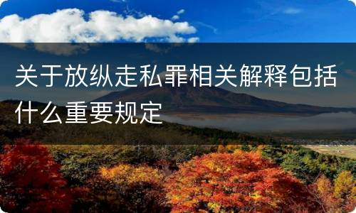 关于放纵走私罪相关解释包括什么重要规定