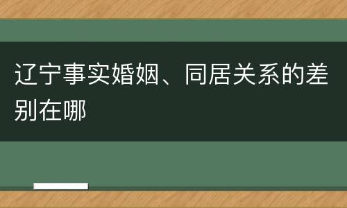 辽宁事实婚姻、同居关系的差别在哪