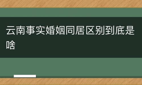 云南事实婚姻同居区别到底是啥