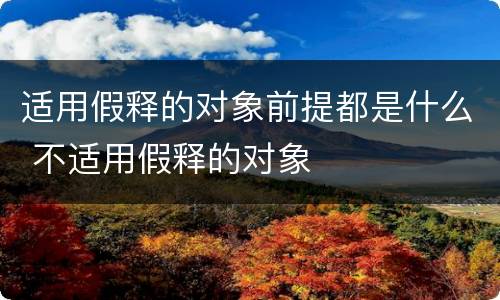 适用假释的对象前提都是什么 不适用假释的对象